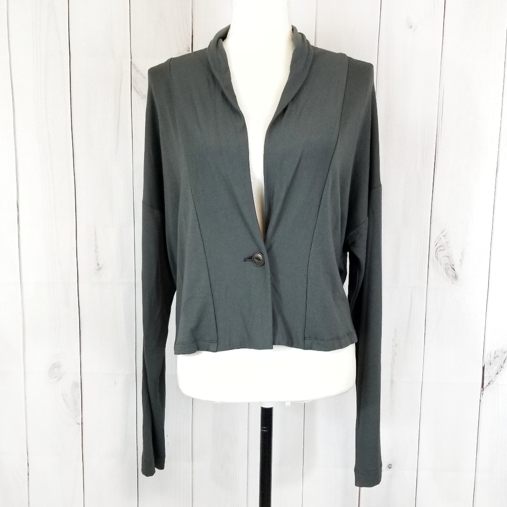 FLAX Gray One Button Cardigan Sweater